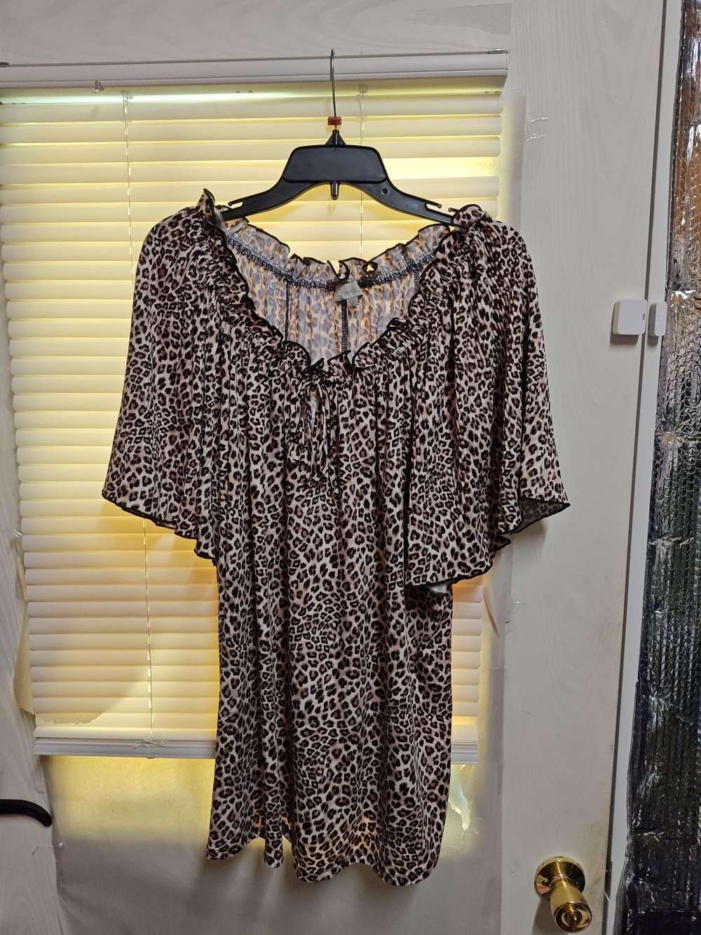Chenault Leopard-Print Off-Shoulder Top in Brown and Black